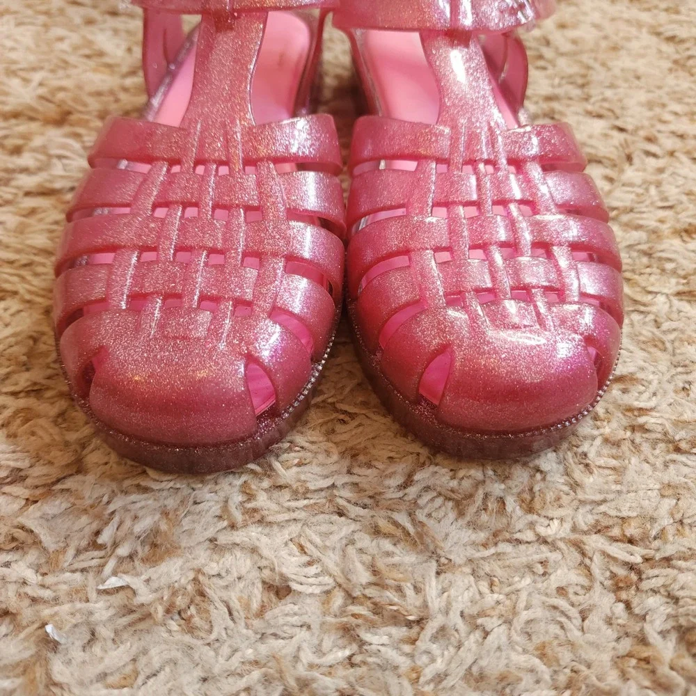 Mini Melissa Possession Shiny INF Sandals Kids Size 4 Glitter Pink Jelly Shoes
